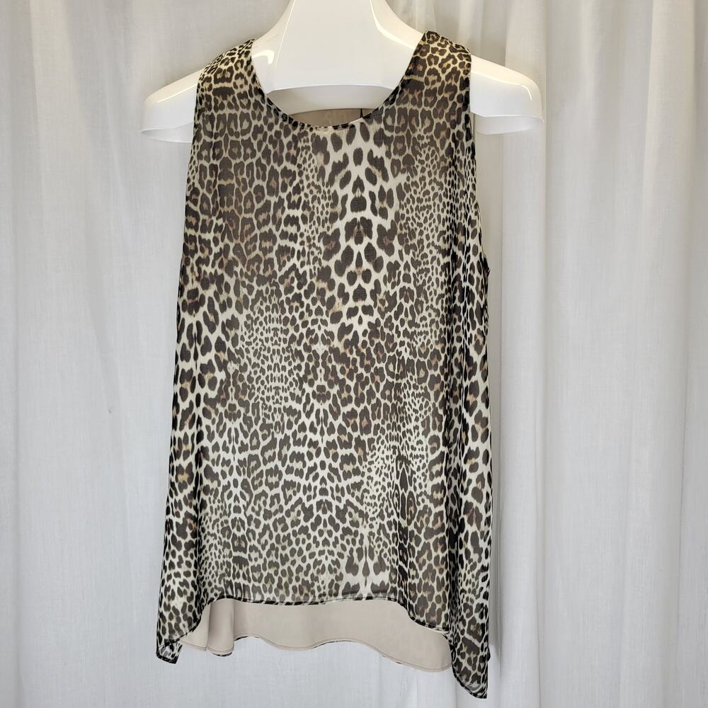Lola & Sophie Leopard Print Poly Silk Sleeveless Tunic, M, NWT